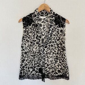 ESCADA Women’s Size 42 US Large Black & White Animal Print Sleeveless Blouse